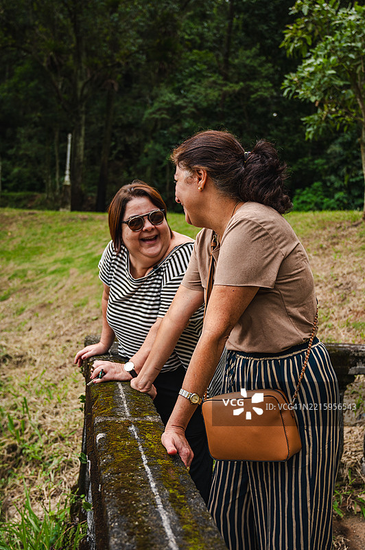 老朋友在彼得罗波利斯的自然中建立联系图片素材
