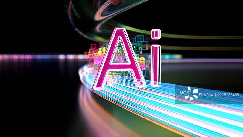 人工智能数字概念，数据流。大型语言模型。机器学习概念。图片素材