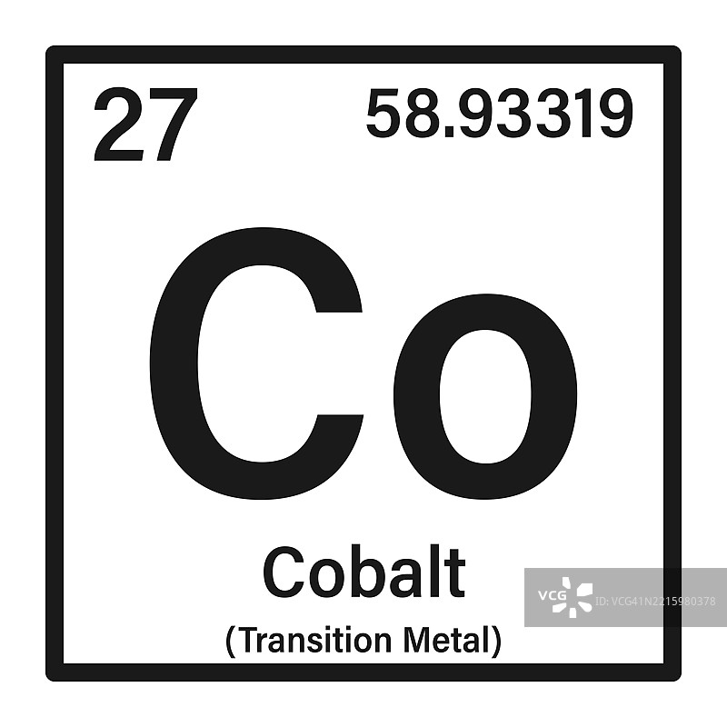 钴的图标与元素周期表的信息图片素材
