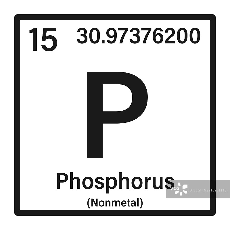 磷元素图标及其在元素周期表中的信息图片素材
