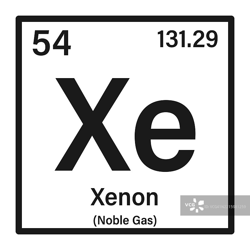 氙元素图标及其在元素周期表中的信息图片素材