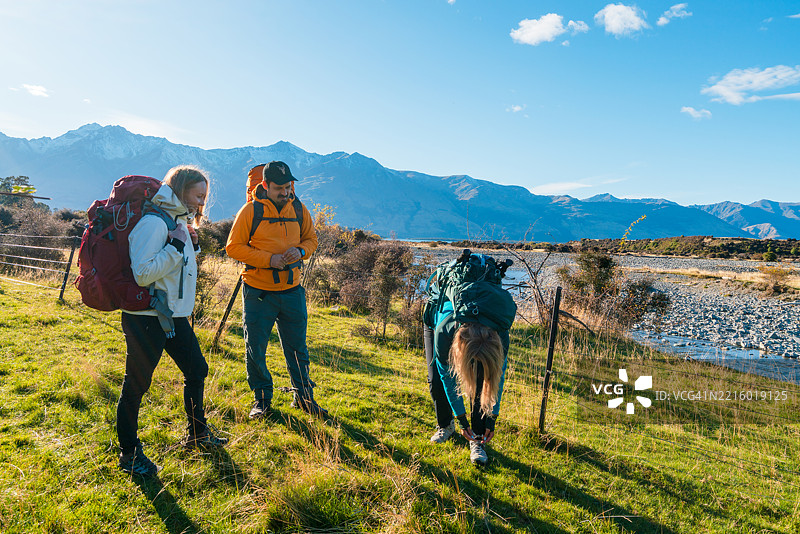 溪边漫步，沉浸在郁郁葱葱的绿意中。图片素材