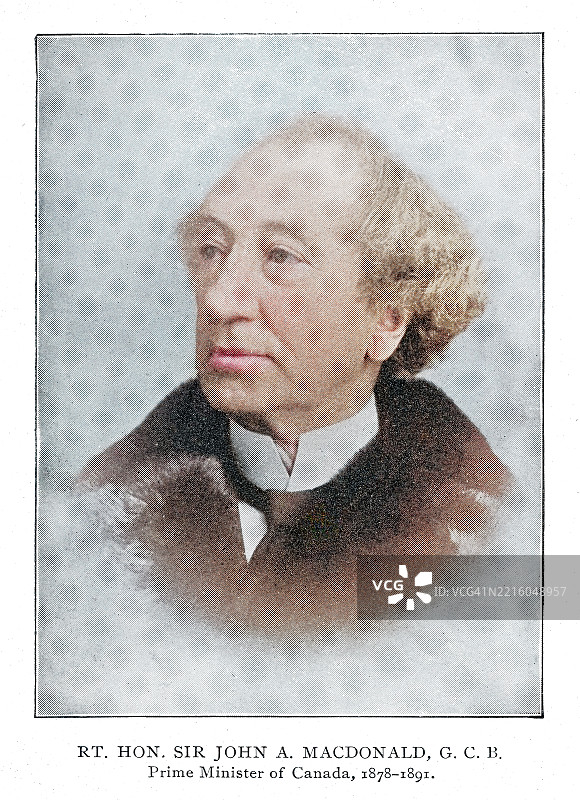 加拿大第一任总理约翰·亚历山大·麦克唐纳（1815年1月10或11日－1891年6月6日）的肖像，他于1867年至1873年以及1878年至1891年去世期间担任总理。图片素材