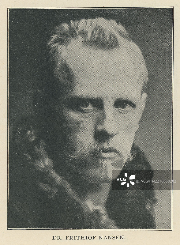 挪威博学家和诺贝尔和平奖获得者弗里季霍夫·维德尔-雅尔斯贝格·南森的肖像（生于1861年10月10日）图片素材