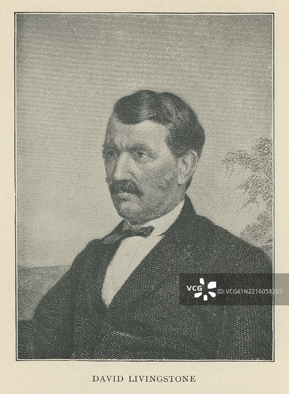 大卫·利文斯顿的肖像，苏格兰医生、会众派教徒和开拓者基督教传教士图片素材