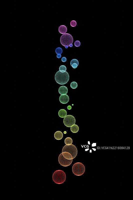 流动的彩虹线框3D球体图片素材