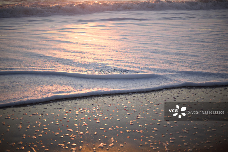 日落时分的海滩美景，德拉瓦州，雷霍博斯特海滩，美国图片素材