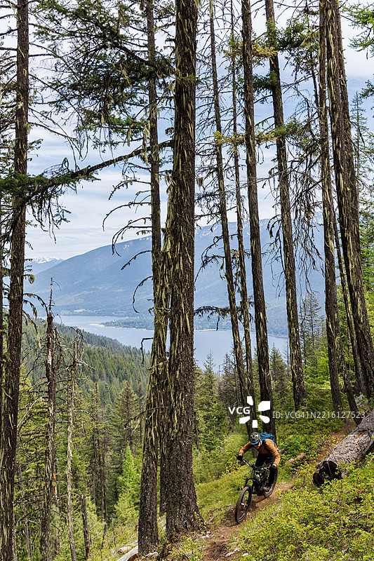 靠近加拿大不列颠哥伦比亚省纳尔逊的电动山地自行车图片素材