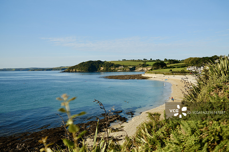 法尔茅斯的吉林瓦斯海滩，康沃尔图片素材