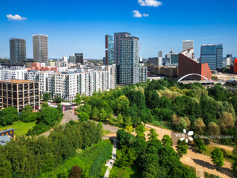 英国东伦敦斯特拉特福德现代建筑的鸟瞰图图片素材