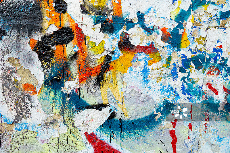 多样化的涂鸦纹理，鲜艳的色彩和复古90年代风格的美学图片素材