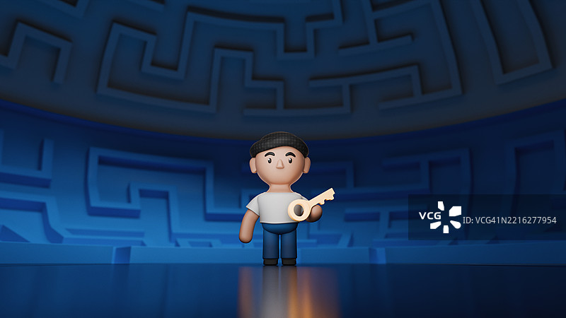 在数字迷宫中寻找钥匙图片素材