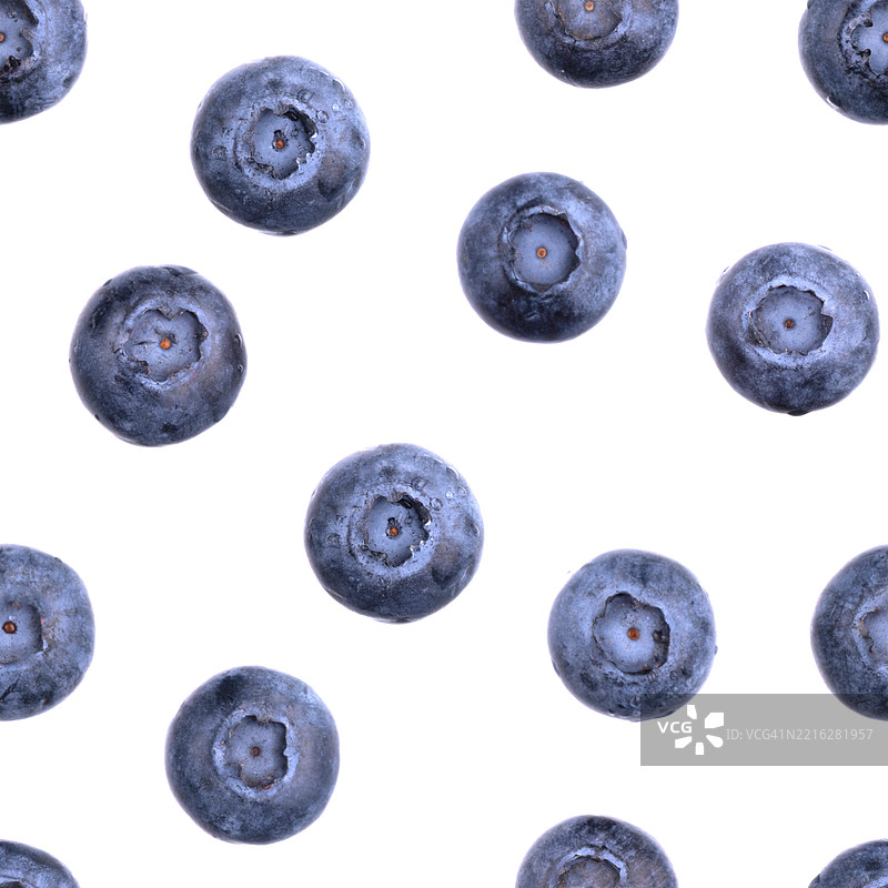 无缝蓝莓图案，白色背景上的浆果，新鲜水果图片素材