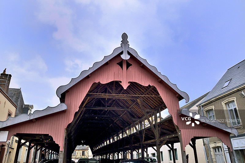 克朗，克朗市场，建于1850年，采用木材建造图片素材