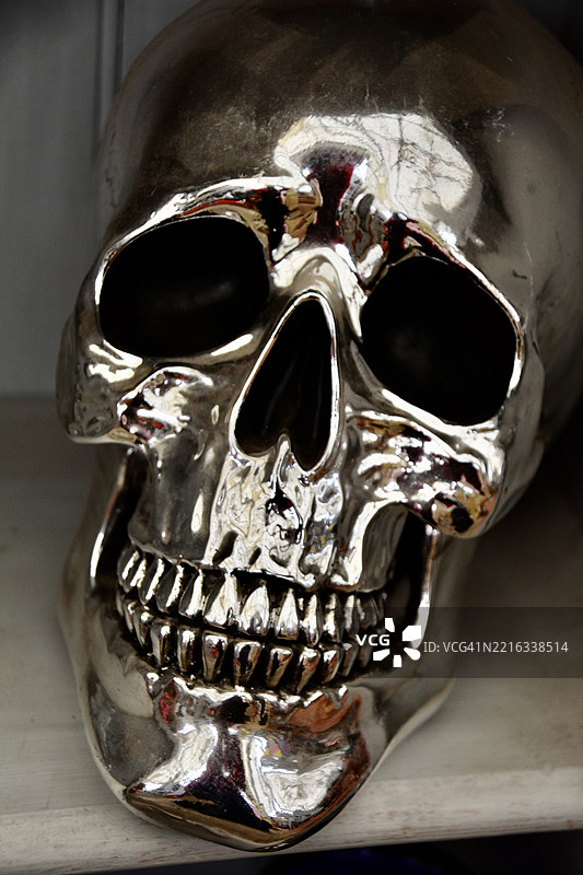 银色骷髅。图片素材