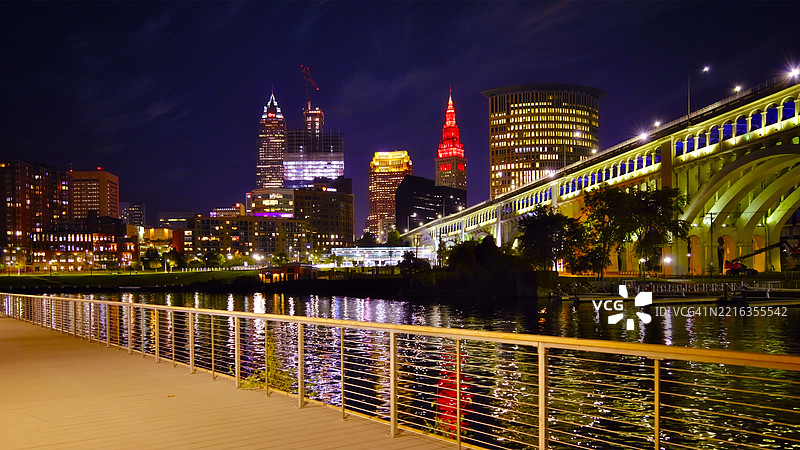 克利夫兰天际线和桥梁图片素材