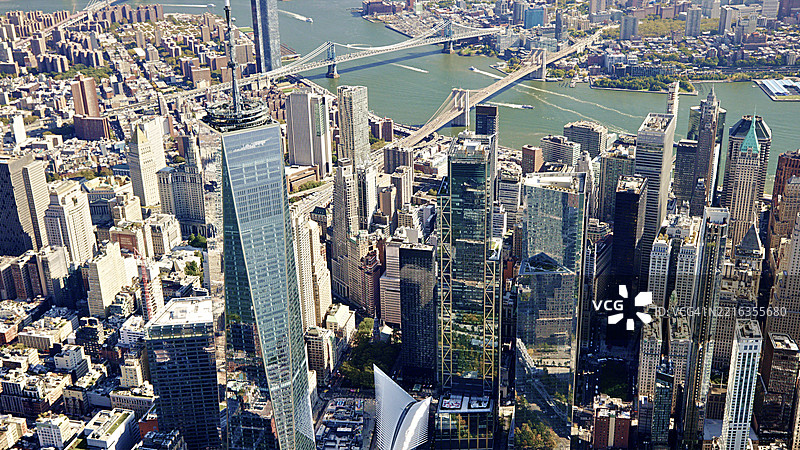 纽约。曼哈顿下城的鸟瞰图。世贸中心图片素材