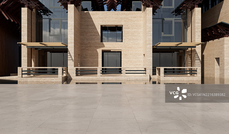 现代建筑外的 marble 地板图片素材