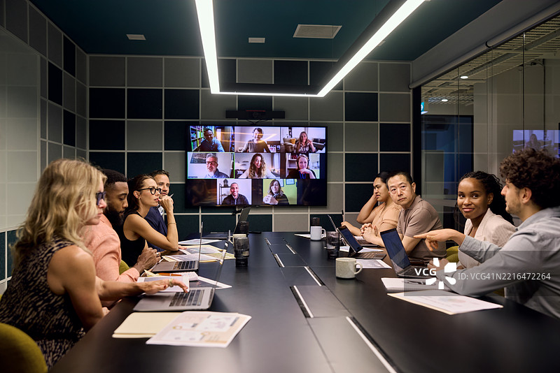 办公室会议室的视频会议图片素材