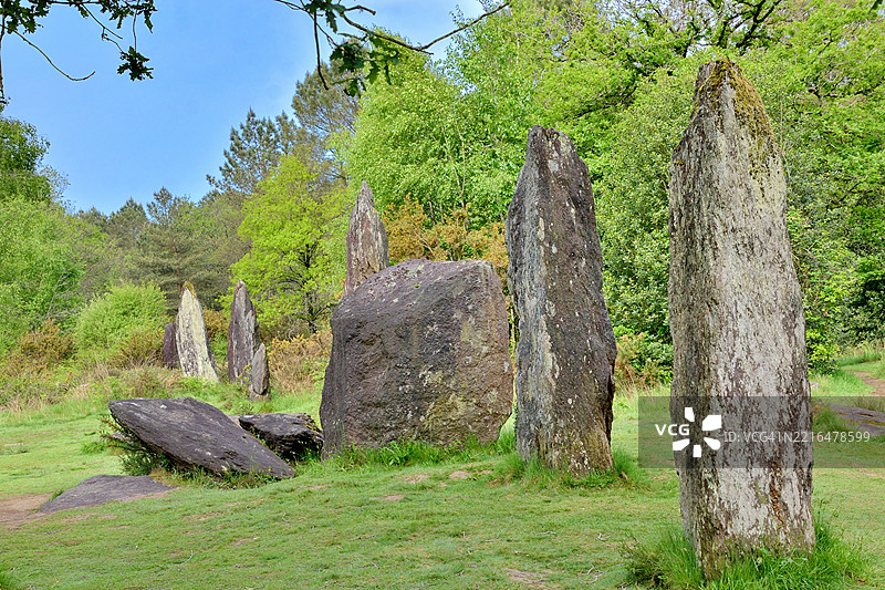 蒙特讷夫，皮埃尔·德·德罗伊特斯对齐的巨石遗址图片素材