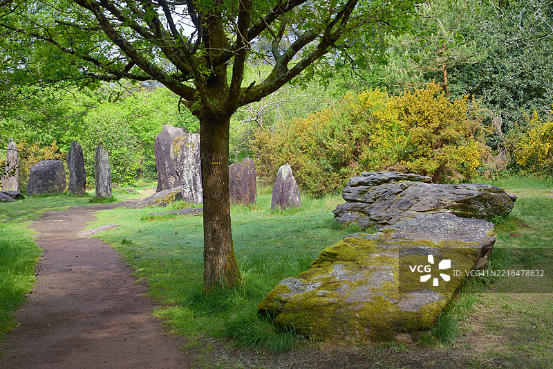 蒙特讷夫，皮埃尔·德·德罗伊特斯对齐的巨石遗址图片素材