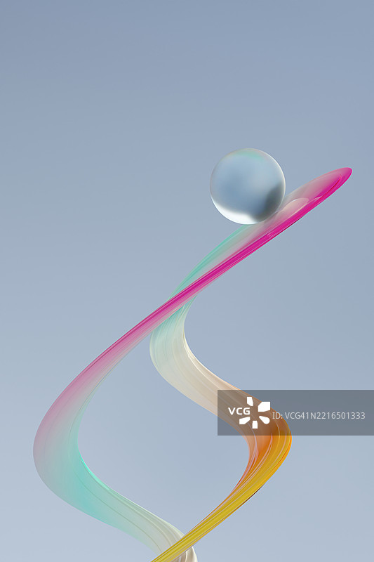 抽象的玻璃球在柔和背景上有色彩缤纷的漩涡图片素材