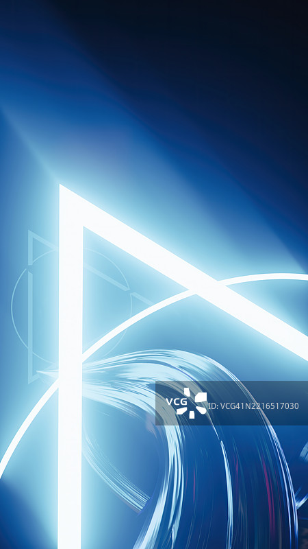 一个迷人的霓虹抽象3D雕塑照亮了房间图片素材