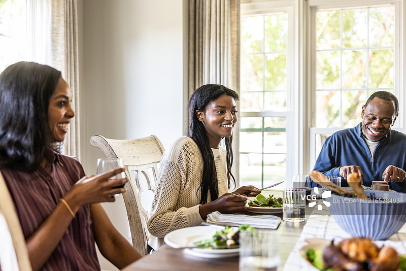 多代同堂的家庭在家中共进晚餐图片素材