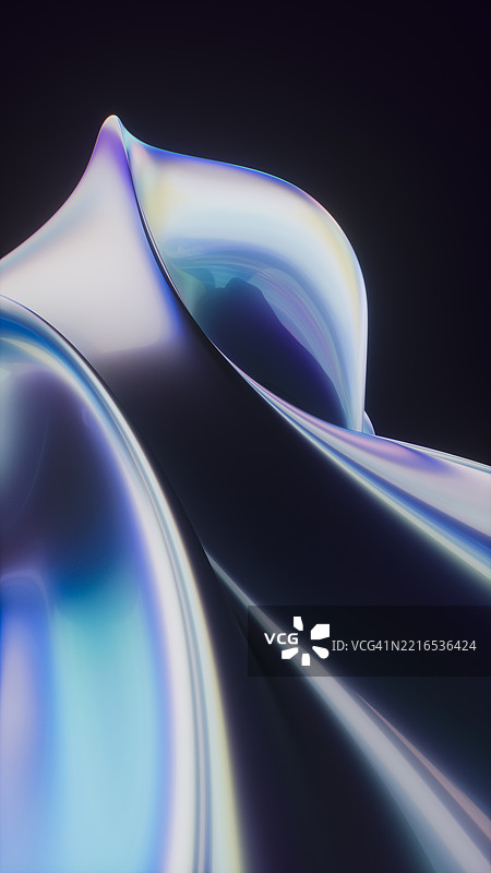 在柔和的灯光下，闪烁的金属形状流动和变化图片素材