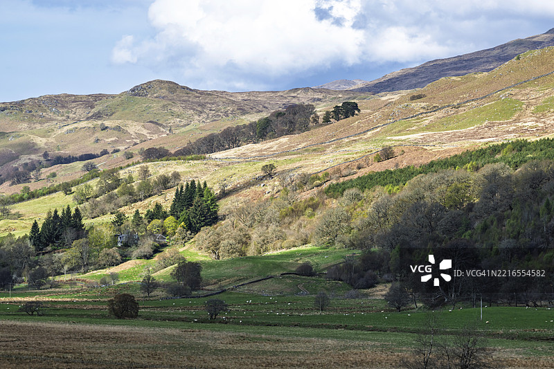 苏格兰佩斯郡A85公路上的多查特河农场图片素材