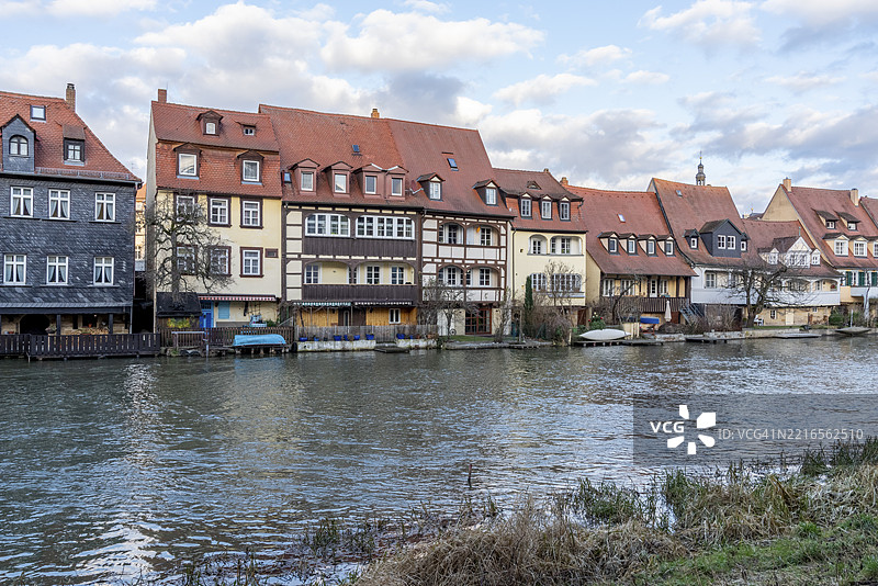 小威尼斯的景观，前景是雷格尼茨河，德国，巴姆贝格，欧洲图片素材