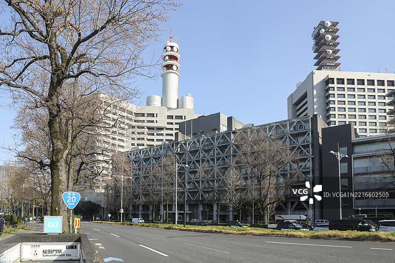 东京警视厅总部与桜田门地铁入口图片素材