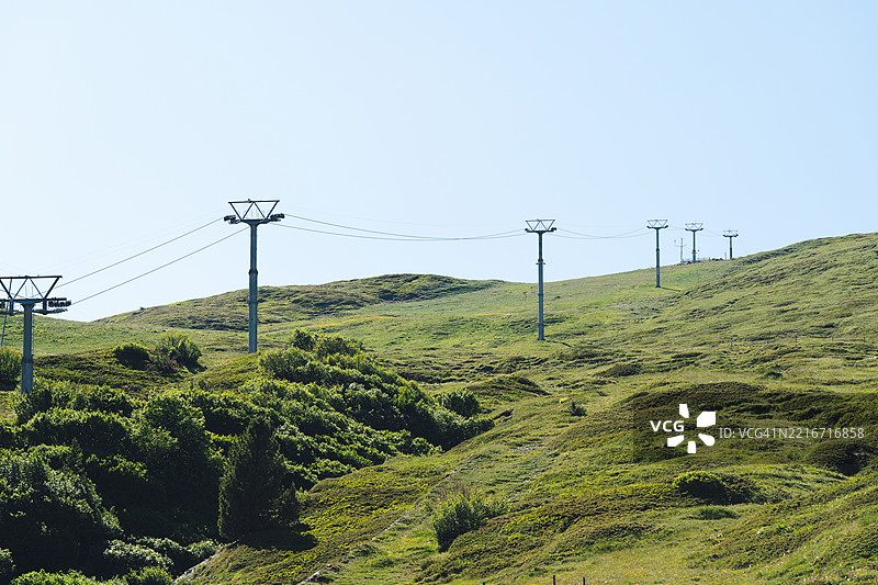 瑞士，圣莫里茨 - 2023年6月6日 圣莫里茨附近的滑雪区图片素材