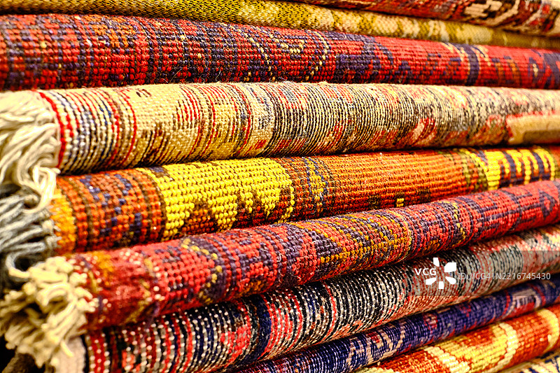 多彩纺织品的全景拍摄，亚利桑那州斯科茨代尔，美国图片素材