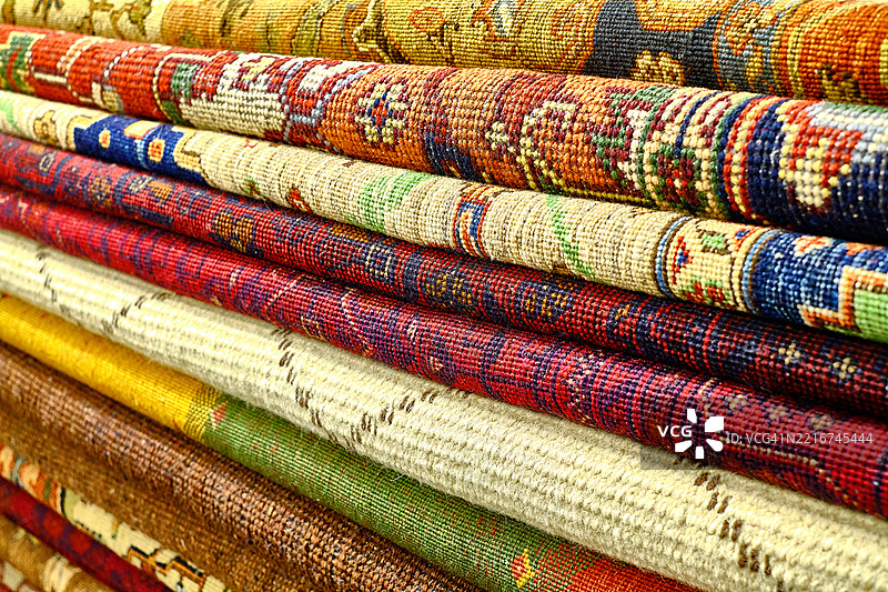 多彩纺织品的全景拍摄，亚利桑那州斯科茨代尔，美国图片素材