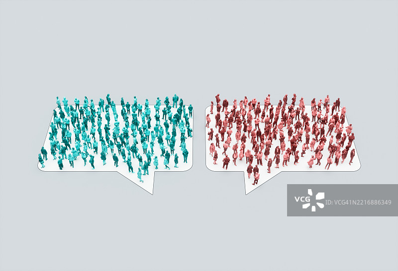 两组人们在对话气泡中图片素材