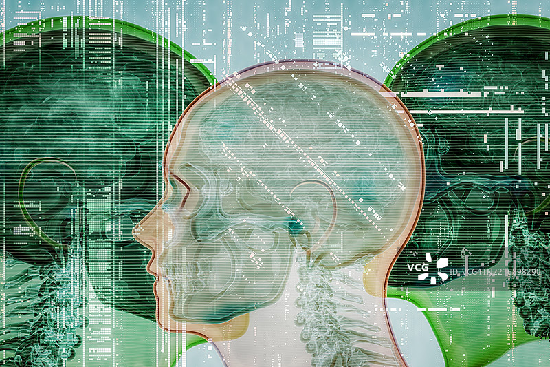 抽象的未来主义人类X光头部图片素材