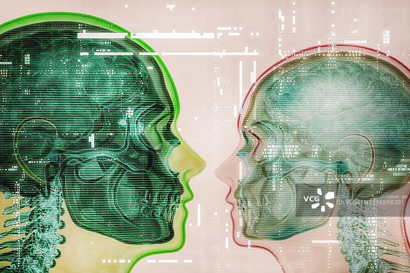 抽象未来主义人类X光头部图片素材