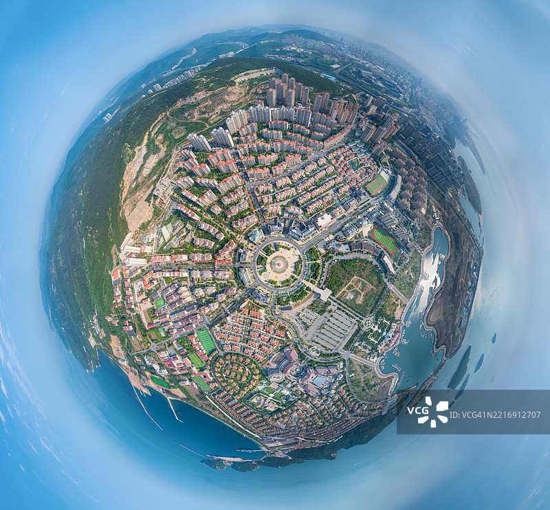 大连市住宅区的360度全景图片素材