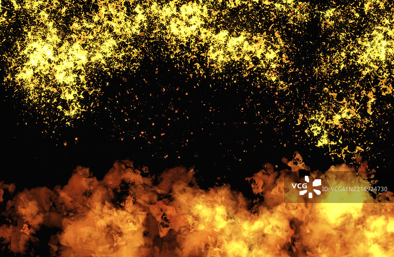 黑色背景上的抽象火焰特写图片素材