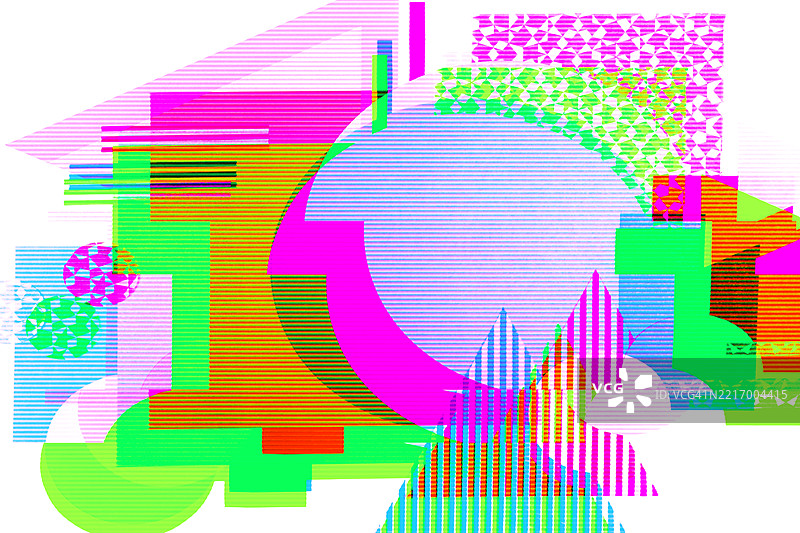 霓虹色的时髦几何形状，带有复古80年代和Y2K美学图片素材