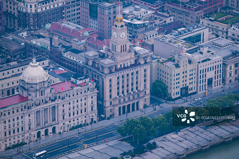 上海外滩，鸟瞰图图片素材