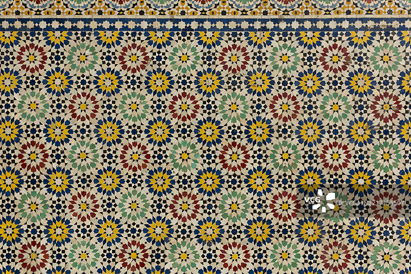 马拉喀什的装饰性泽利赫瓷砖图片素材