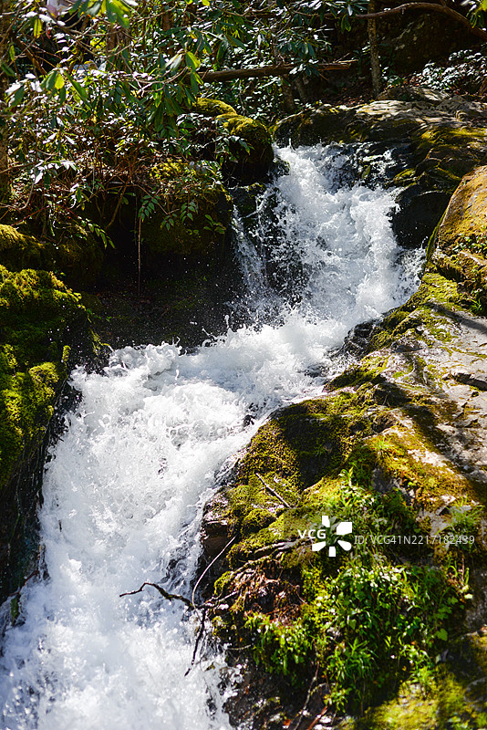 田纳西州加特林堡森林中的瀑布景观图片素材