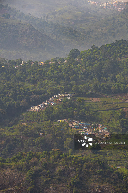 城镇风景的高角度视图图片素材