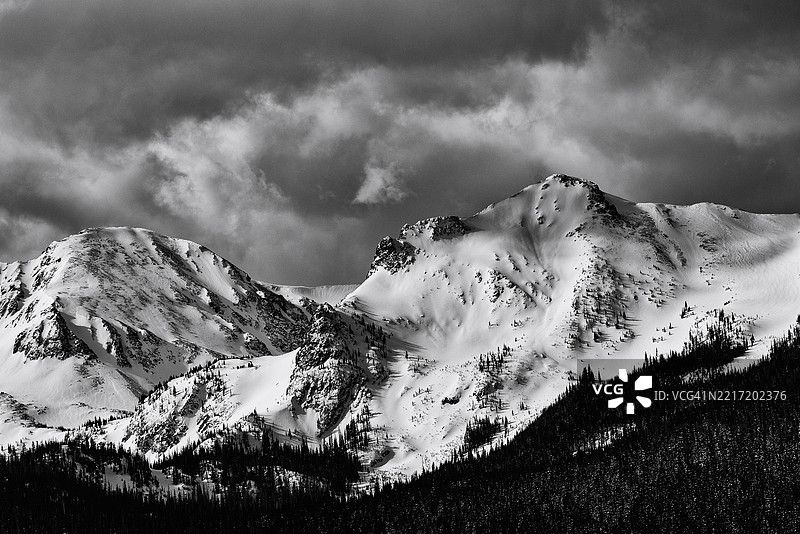 静态峰 12,598 英尺和里希托芬山 12,945 英尺，科罗拉多州，美国图片素材