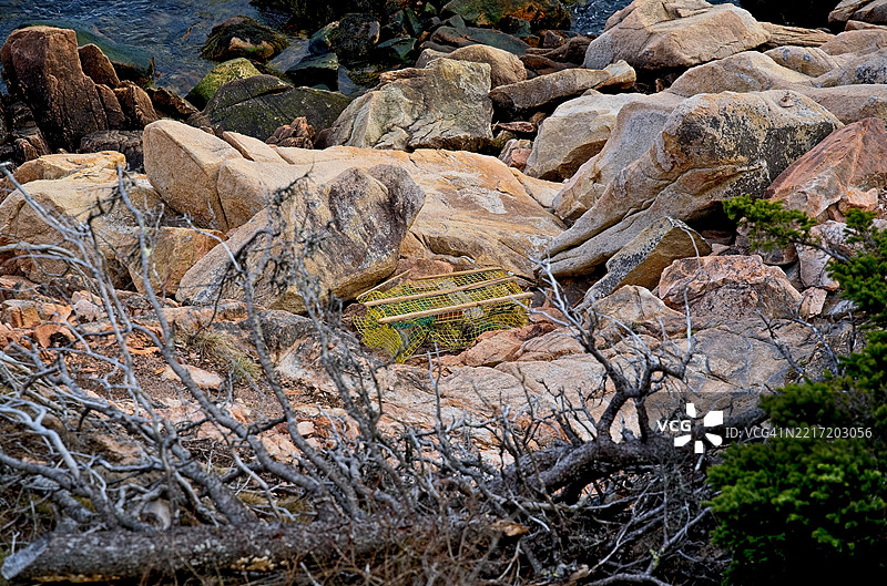 缅因州特雷蒙特的岩石特写图片素材