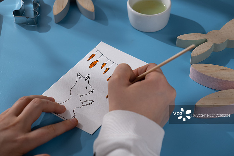 绘制复活节兔子，讲述制作复活节手工艺品的故事图片素材