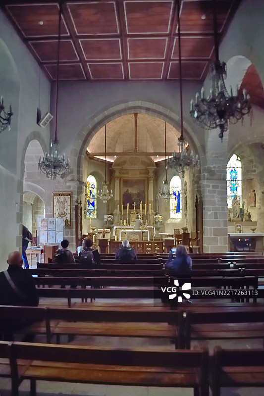 蒙圣米歇尔。圣皮埃尔教堂内部图片素材