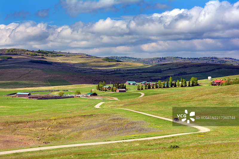 春季农田与天空的美丽景色图片素材